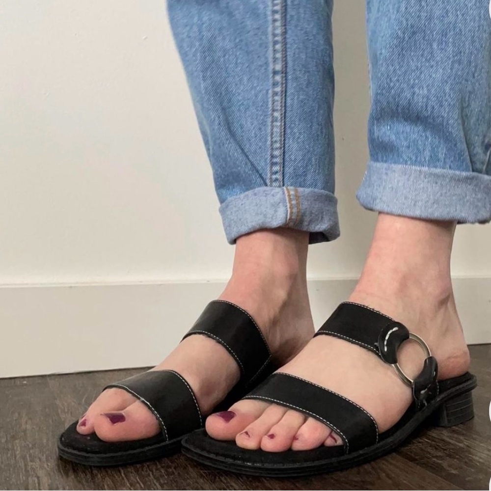 Black Leather Women's Sandals
